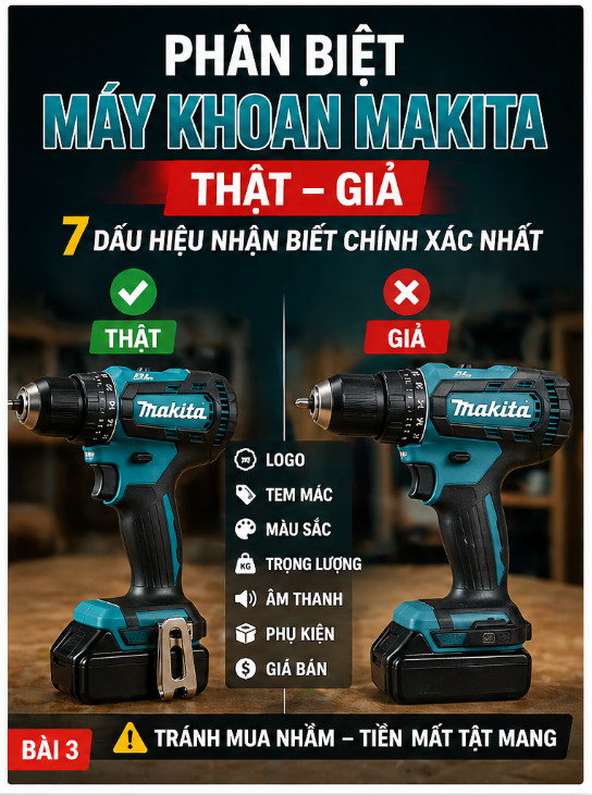Cach phan biet may khoan Makita that gia